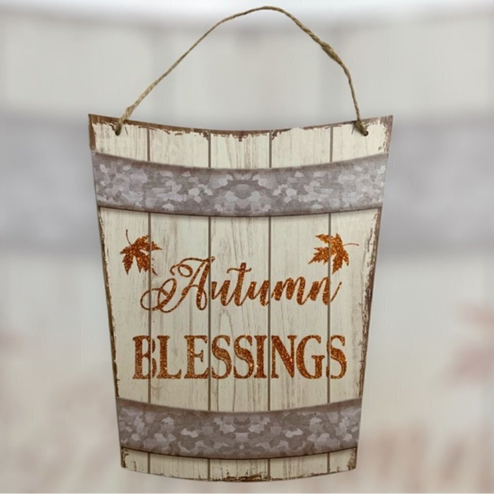Autumn Wall Hanging Decor Thanksgiving Farmhouse Vintage Style Bucket Shape